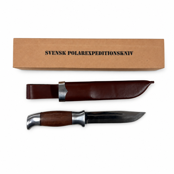 Svensk polarexpeditionskniv med fodral.