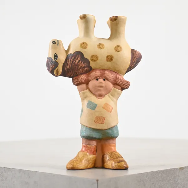 Lisa Larson, figurin, "Pippi och Lilla Gubben", stengods, Gustavsberg.