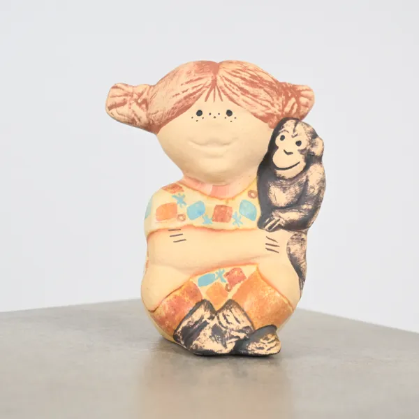 Lisa Larson, figurin, "Pippi och Herr Nilsson", stengods, Gustavsberg.