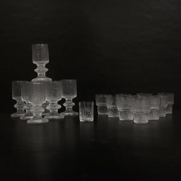 Glasservisdelar, 7+10st, glas, Iittala.
