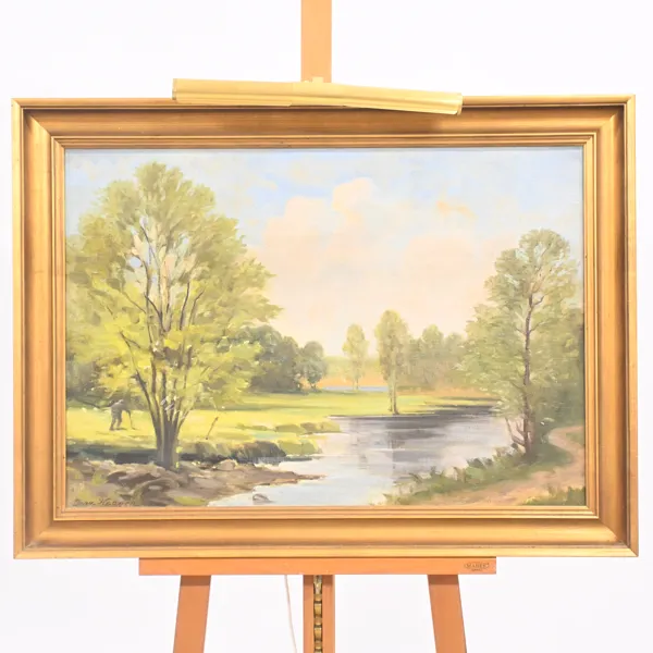 Jean Gustaf Haagen (1868-1938) sommarlandskap, olja på duk, signerad.