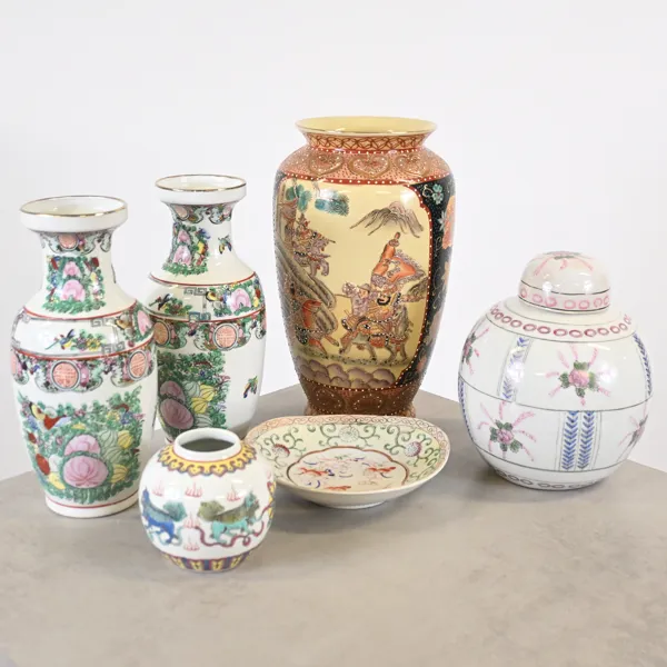 Porslin, 6 delar, Kina och Japan, 18/1900-tal.