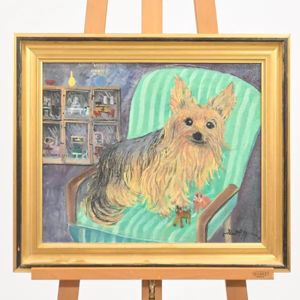 Knut Haggren (1926-1986) yorkshireterrier, olja på duk, signerad.