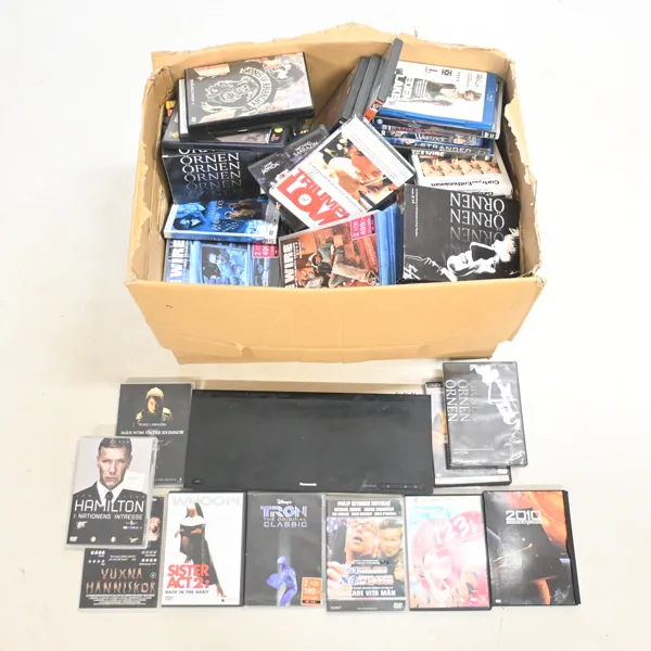 Parti DVD-filmer samt DVD-spelare, Panasonic.