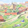 Lambert Lindberg (1886-1967) stadsvy, olja på duk, signerad.
