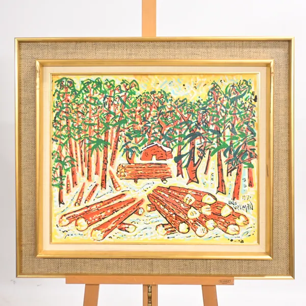 Uno Vallman (1913-2004) Skokgsarbete, olja på duk, signerad.