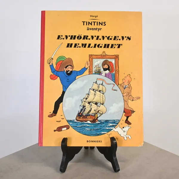 Seriealbum, TinTins Äventyr, "Enhörningens Hemlighet", Första Svenska Upplaga, 1961.