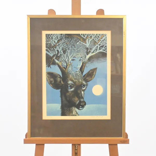 Hans Arnold (1925-2010) "Rådjuret", färglitografi, signerad.