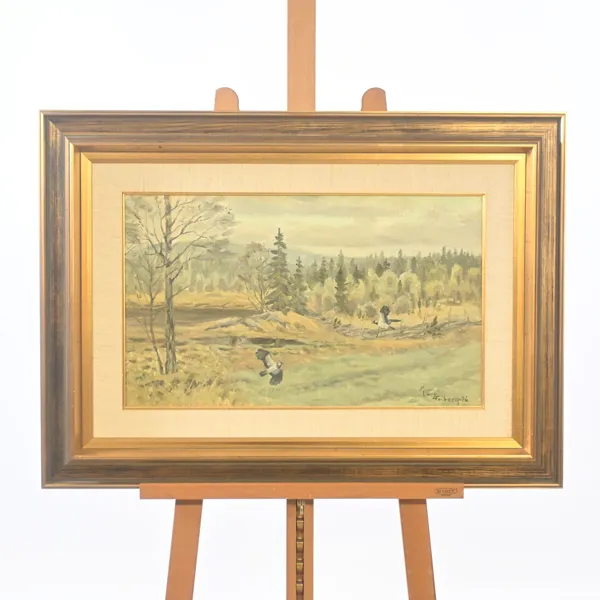 Larz Wilhelm Friberg (1918–2002) "Tofsvipor om våren", olja på duk, signerad.