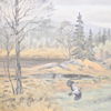 Larz Wilhelm Friberg (1918–2002) "Tofsvipor om våren", olja på duk, signerad.