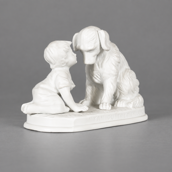 Figurin, "Kan du inte tala?", parian, Gustavsberg, 1900-talets första hälft.