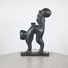 Skulptur / ljusstake, katt, gjutjärn, Alunda Gjuteri AB, 1900-tal.