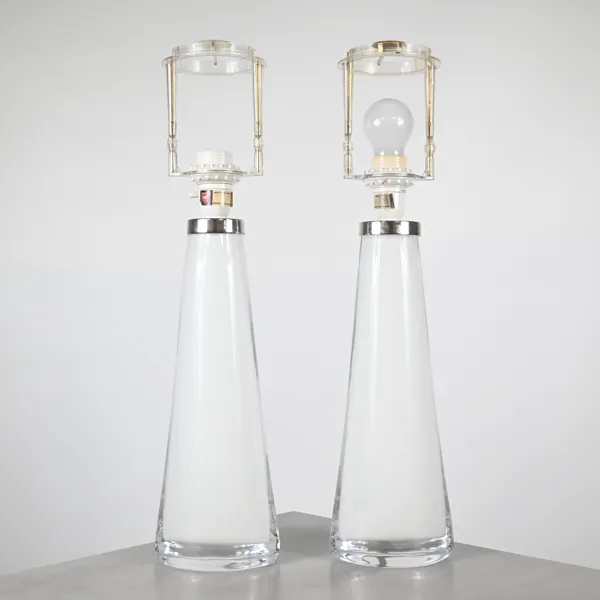 Carl Fagerlund, bordslampor, ett par, glas, Orrefors.