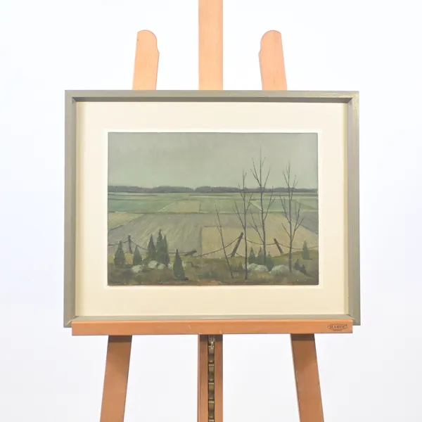 Martin Säflund (1894-1976) åkerlandskap, olja på pannå, signerad.