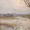 Jonas Lindkvist (1889-1955) Vy mot Uppsala slott från salabacke, olja på pannå, signerad.