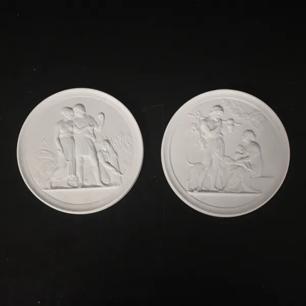 Bertel Thorvaldsen, väggreliefer, 2st, parian, Royal Copenhagen.