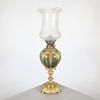 Bordsfotogenlampa, mässing och glas, omkring år 1900.