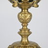 Bordsfotogenlampa, mässing och glas, omkring år 1900.
