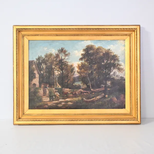Okänd konstnär, skogslandskap, olja på duk, 1800-tal.