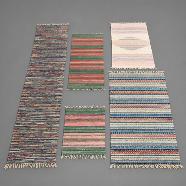 Trasmattor, 5st, textil.
