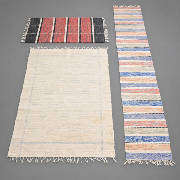 Trasmattor, 3st, textil.