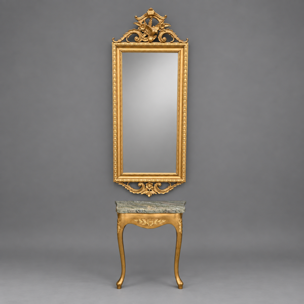 Spegel med konsolbord, rokokostil, 1900-tal.