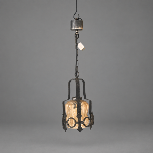 Taklampa, smide och formpressat glas, 1960/70-tal.