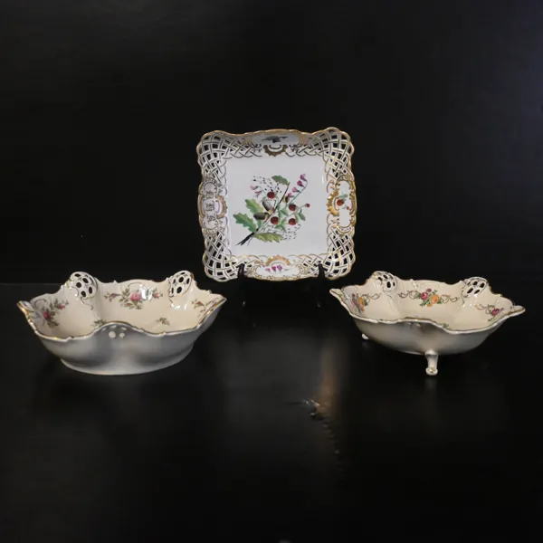 Skålar och fat, 3 delar, porslin, Rosenthal & Meissen, Tyskland.