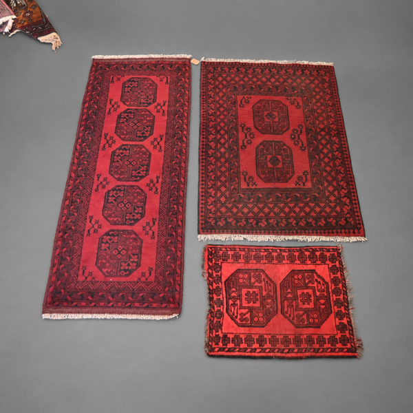 Mattor, 3st, handknutna, Afghan.