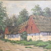 Okänd konstnär, gårdslandskap, olja på duk, sent 1800-tal.