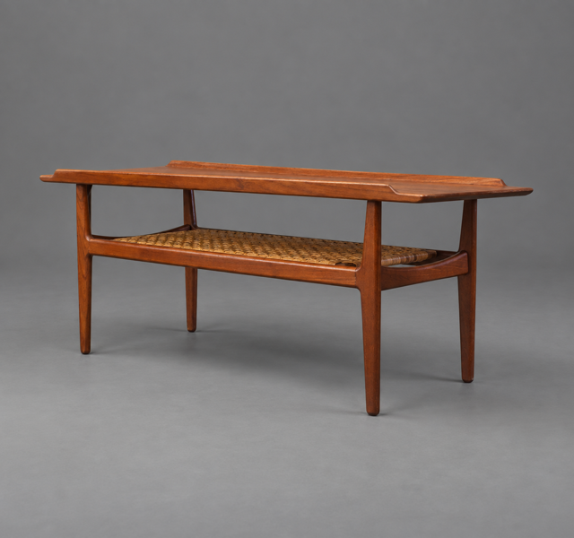 Soffbord, teak och rotting, Danmark, 1950/60-tal.