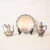 Kannor och bricka, 3 delar, nysilver, 1900-tal.
