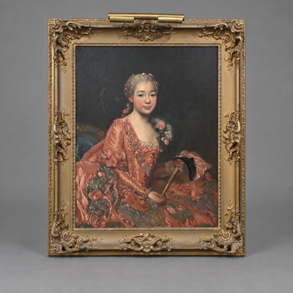 Olja på duk, kopia efter Alexander Roslin. Baronessan de Neubourg-Cromière från Paris 1756.