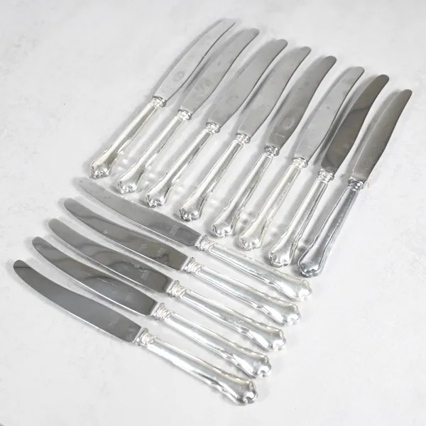 Knivar, 12st, silver, Chippandale-stil, 1952.