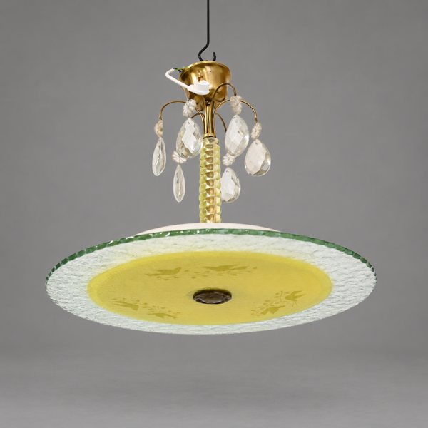 Taklampa, råglas, 1930/40-tal.