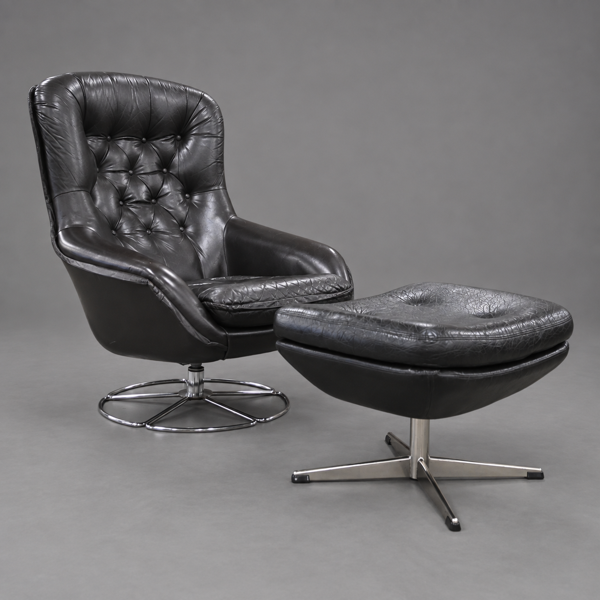 Fåtölj, läder, Peem, Finland, 1970-tal.
