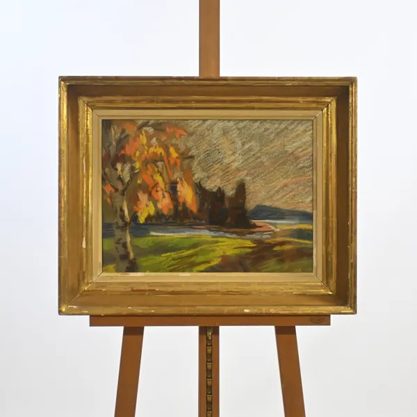 Erik Osslund (1913-1982) landskapsmotiv, krita, signerad.