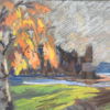 Erik Osslund (1913-1982) landskapsmotiv, krita, signerad.