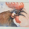 Heiner Peter Norberg (f. 1939) "Vår tupp Oskar", blandteknik, signerad, 1985.