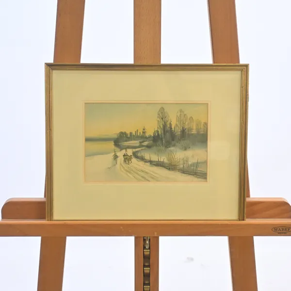 Carl Brandt (1871-1930) vinterlandskap, pastell, signerad.