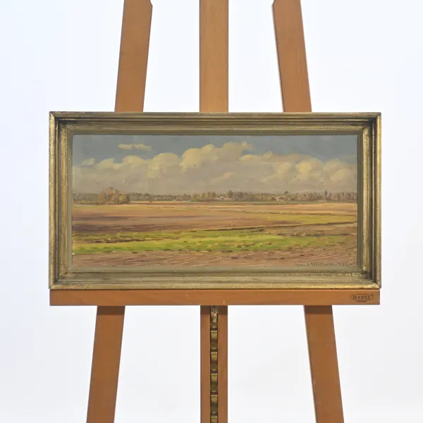 David Söderholm (1883-1961) åkerlandskap, olja på pannå, signerad.