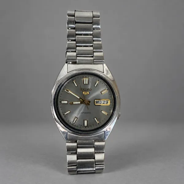 Armandsur, Seiko 5, automatic, Stål, 1970-tal.