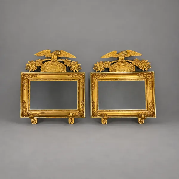 Spegellampetter, ett par, empire, 1800-talets första hälft.