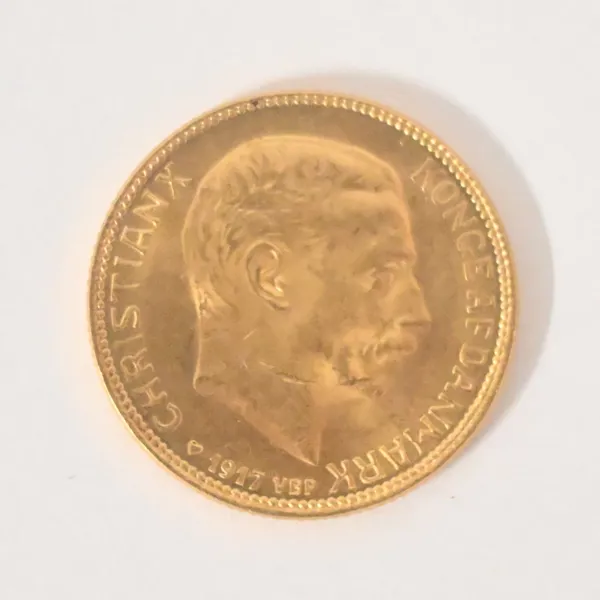 Guldmynt, 21,6k guld, 20kr, Danmark, 1917.