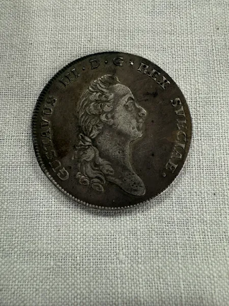 Mynt, 1 riksdaler, Gustav III, silver, 1776.