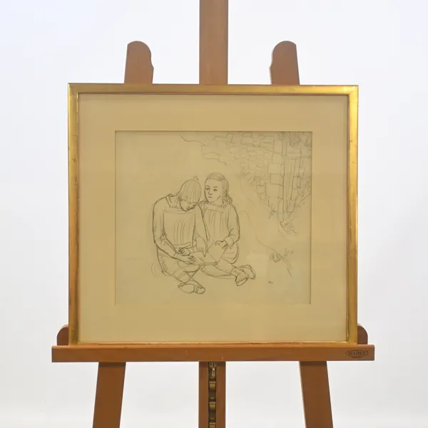 Hilding Linnqvist (1891-1984) teckning, signerad.