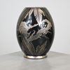 Vas, glas med silverinläggningar, Claës Hultberg AB, Stockholm, 1900-talets första hälft.