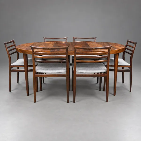 Erling Torvits & Kai Kristiansen, matgrupp, 7 delar, jakaranda, Danmark, 1960-tal.