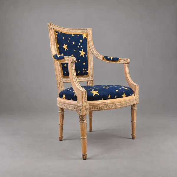 Ephraim Ståhl, karmstol, gustavianskt Stockholmsarbete, omkring år 1800, signerad, ES(mästare i Stockholm 1794-1820).