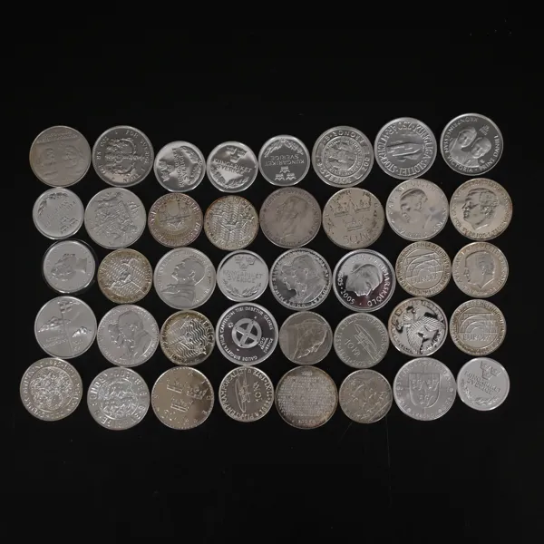 Mynt, ett parti, sterlingsilver.